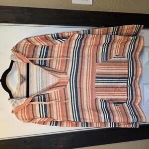 Naturale Reflections Women's Striped Cotton Hoodie Sweatshirt Large NWOT